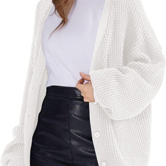 Sweaters - Cardigan Sweaters for Women 100% Cotton Button-Down Oversized Knit Outerwear Fal